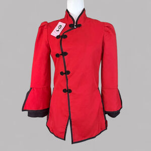 Ai No Meido Lolita Blouse Red Black Trumpet Sleeve Large